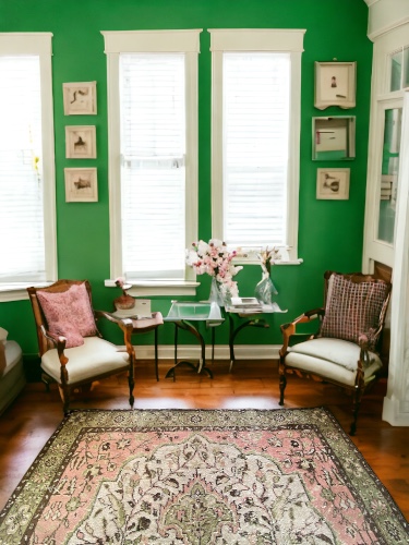 pink green elegant rug