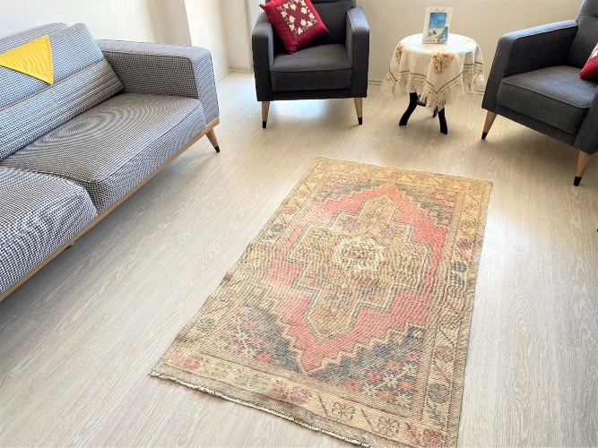 small oriental, red rug,